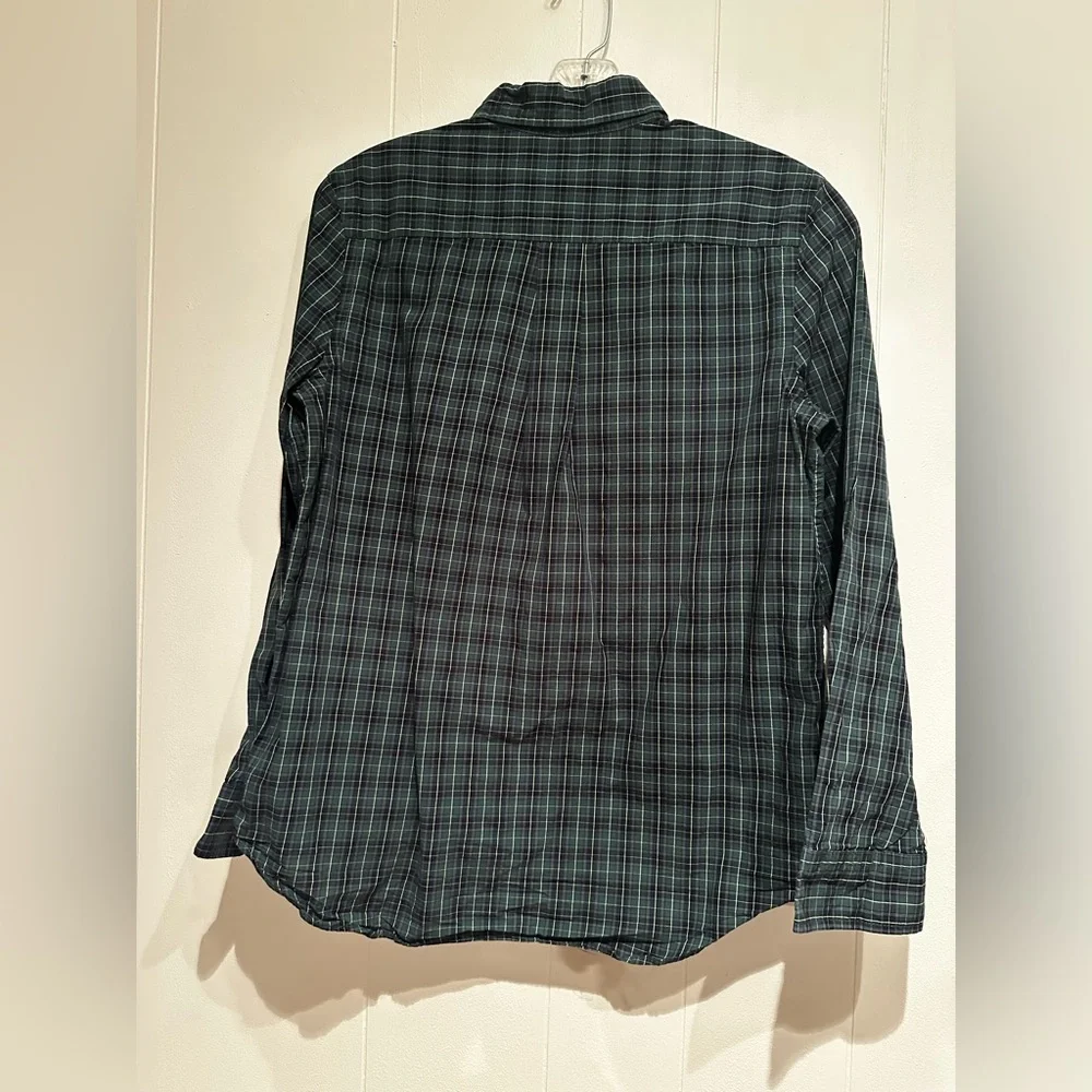 Ralph Lauren Boys Green Plaid Button Down Shirt L 14 /16 Cotton